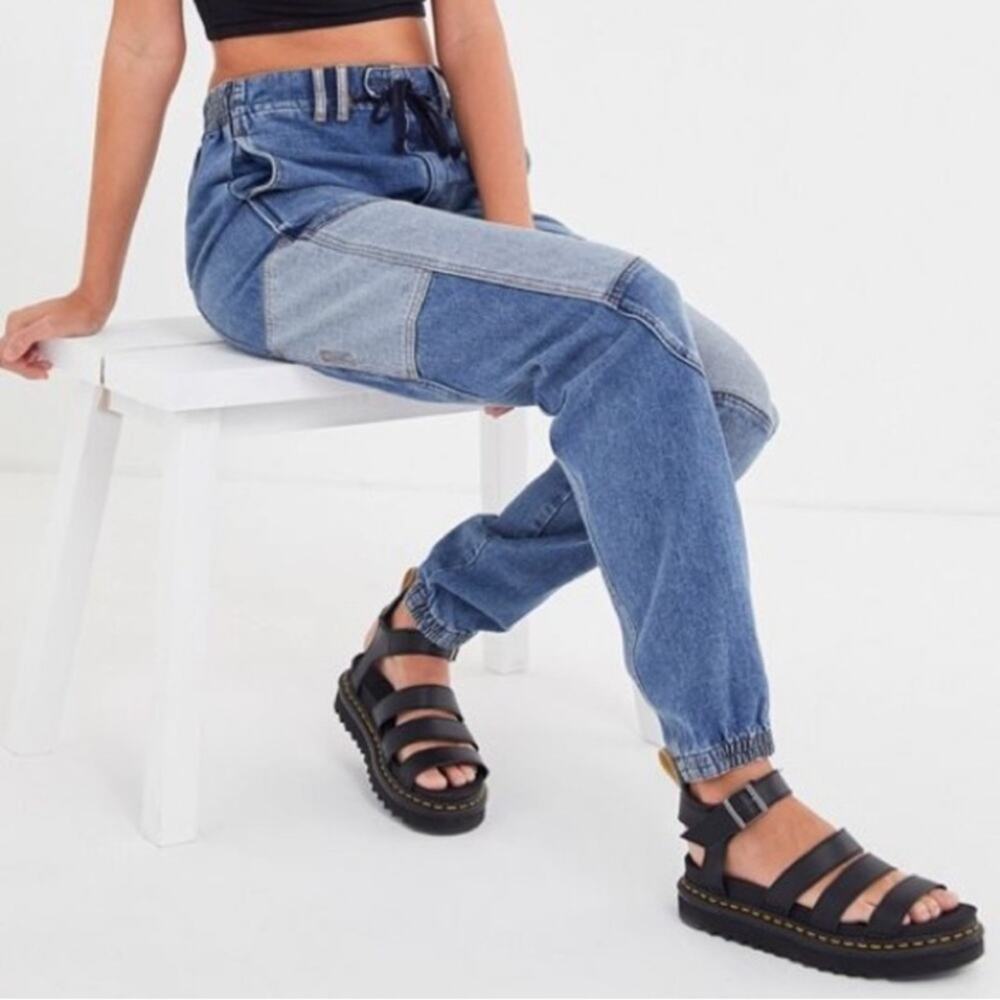 Urban Outfitters Two-Tone Blue Patchwork Denim Joggers